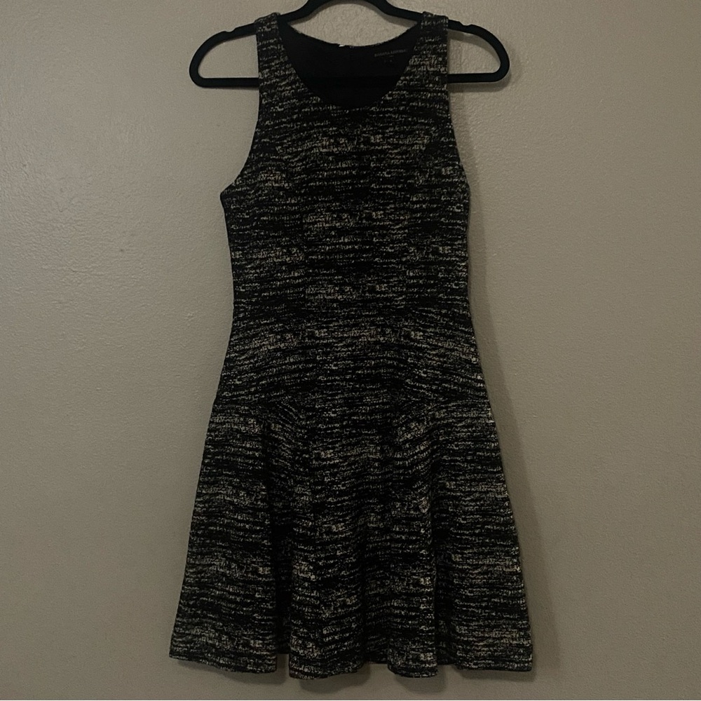 Banana Republic Black and Cream Fit and Flare Dress